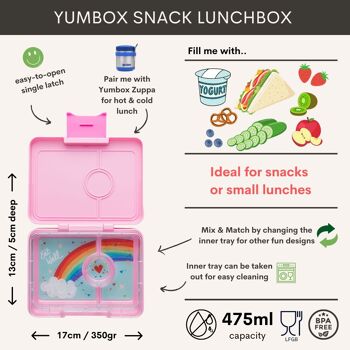Yumbox Snack boîte à lunch bento 3 sections sans fuite - Power Pink / Rainbow 2