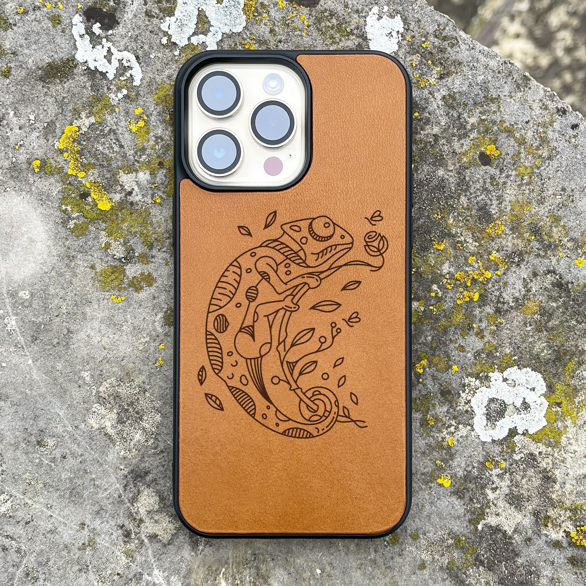 Coque iPhone en cuir – Caméléon