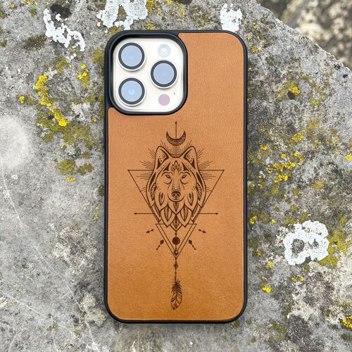 Leather iPhone Case – Ethnic Wolf
