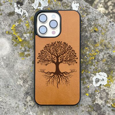 iPhone-Hülle aus Leder – Lebensbaum
