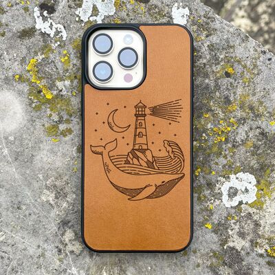 Leather iPhone Case – Lighthouse And Whale
