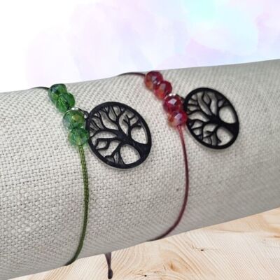 Pulsera de cuentas de cristal y árbol de la vida
