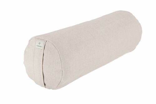 Buckwheat Hull Bolster Round (light grey linen)