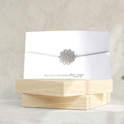 Flower bracelet - fine mesh - stainless steel