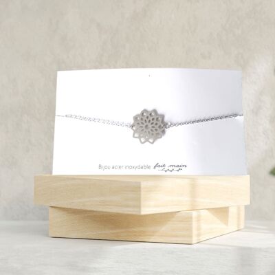 Bracciale fiore - maglia fine - acciaio inossidabile