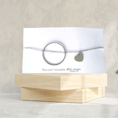 Round heart bracelet - fine mesh - stainless steel