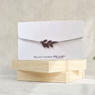 Bracelet feuille -  fine maille -  acier inoxydable