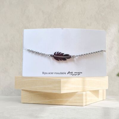 Pulsera de plumas - malla fina - acero inoxidable