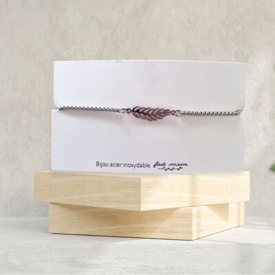 Pulsera de plumas - eslabón deslizante - acero inoxidable