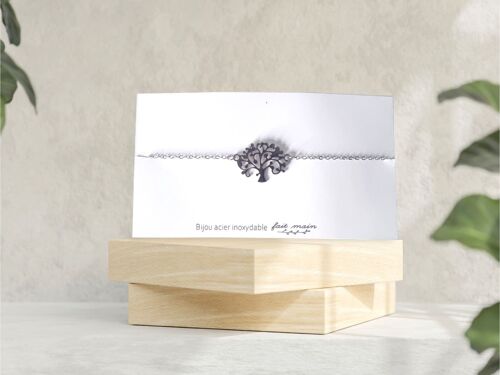 Bracelet arbre de vie  -  fine maille -  acier inoxydable