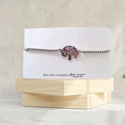 Bracelet arbre de vie - lien coulissant -  acier inoxydable