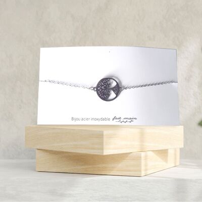 Bracelet arbre de vie -  fine maille -  acier inoxydable