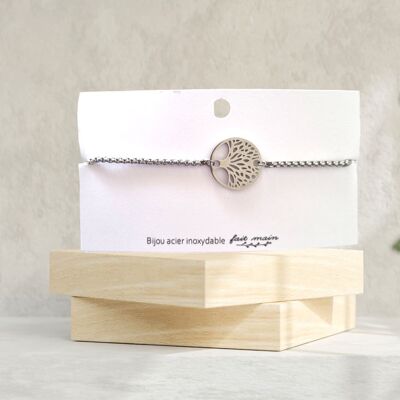 Tree of life bracelet - sliding link - stainless steel