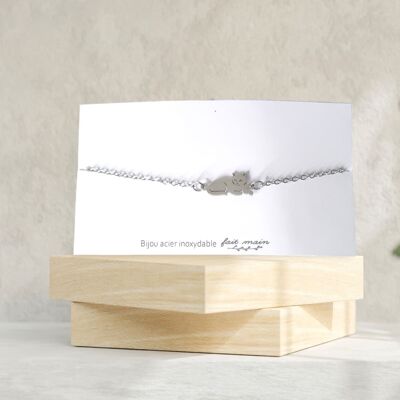 Cat bracelet - fine mesh - stainless steel