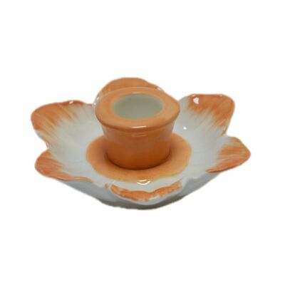 Candle holder Narcissus white/taupe
