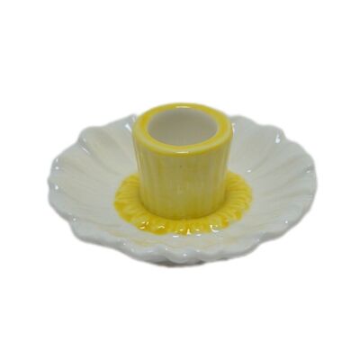 Candle holder Madelief white/yellow