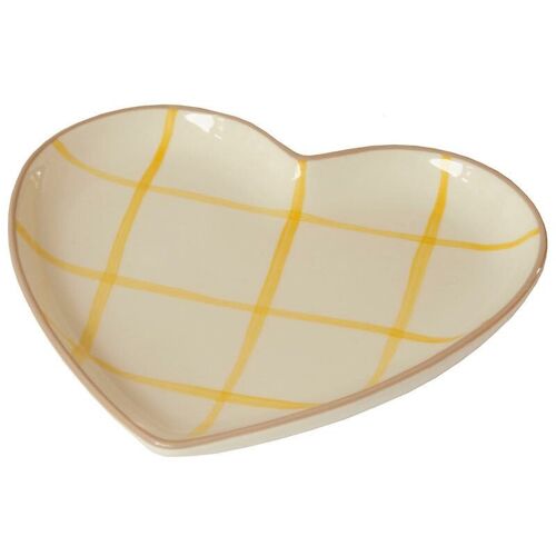 Plate Heart white/yellow/taupe