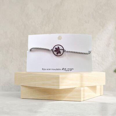 Leaf bracelet - sliding link - stainless steel