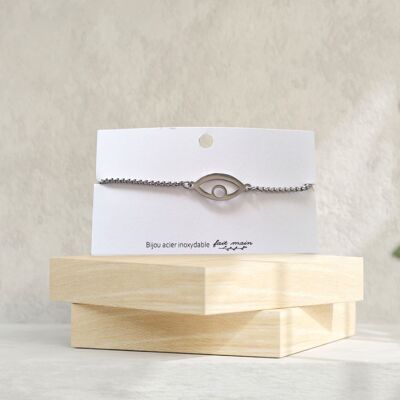 Eye bracelet - sliding link - stainless steel