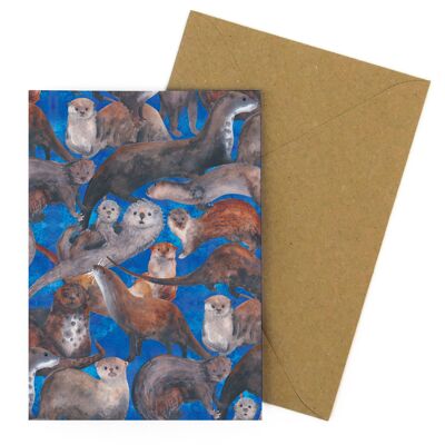 Raft of Otters Print Greetings Card