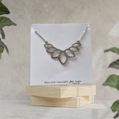 Collar Lotus - malla fina - acero inoxidable