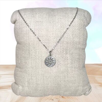 Collana con ciondolo sole - maglia fine - acciaio inossidabile