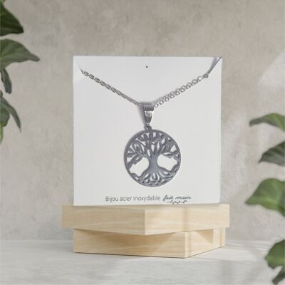 Large tree of life necklace - fine mesh - stainless steel