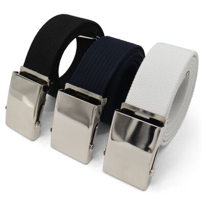 21 pieces canvas straps – black, blue and white + XXL sizes