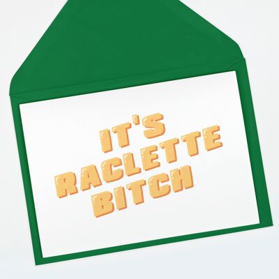 A6-Karte „It's Raclette Bitch“ (mit farbigem Umschlag)