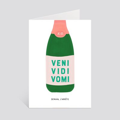 Tarjeta A6 “veni Vidi Vomi” (con sobre de color)