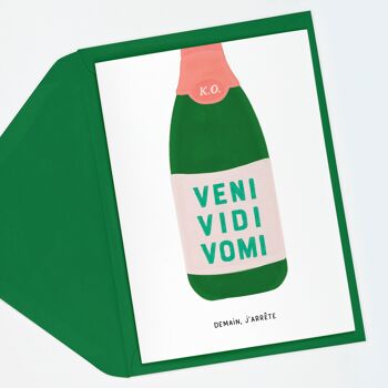 Carte A6 "veni Vidi Vomi" (avec enveloppe de couleur) 2