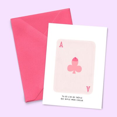 A6 card "Ace of clubs" (with colored envelope)