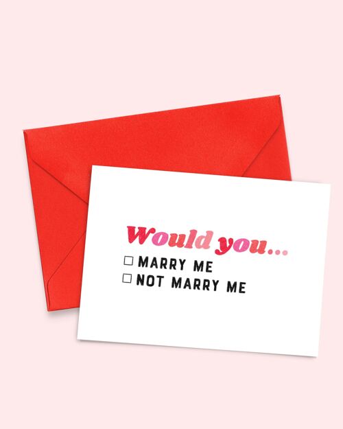 Carte A6 "Marry me" (avec enveloppe de couleur)