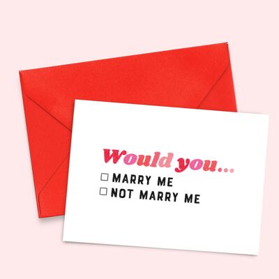 Carte A6 "Marry me" (avec enveloppe de couleur)