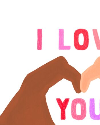 Carte A6 "I love you - Coeur mains" (avec enveloppe de couleur) 3