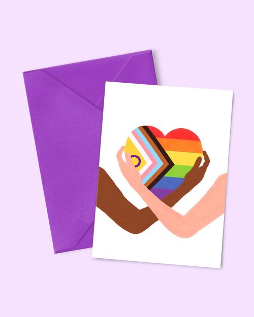 Carte A6 "Rainbow Heart" (avec enveloppe de couleur)