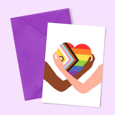 Tarjeta A6 "Rainbow Heart" (con sobre de color)
