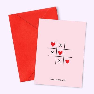 Carte A6 "Love game" (avec enveloppe de couleur)