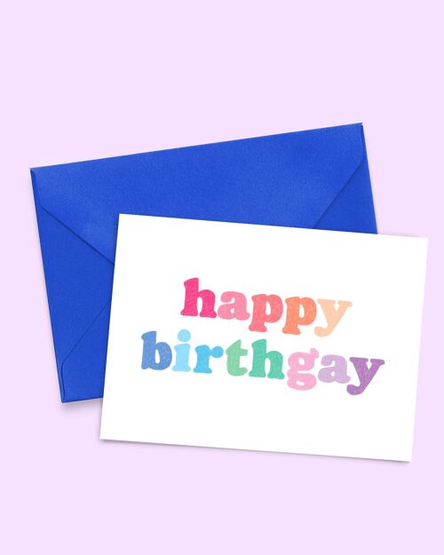 Carte A6 "Happy birthGAY" (avec enveloppe de couleur)