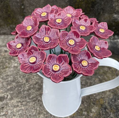 Ceramic Irish Purple Petunia,Plant stake, Petunia on stem