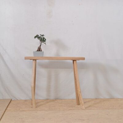Oak console with natural legs