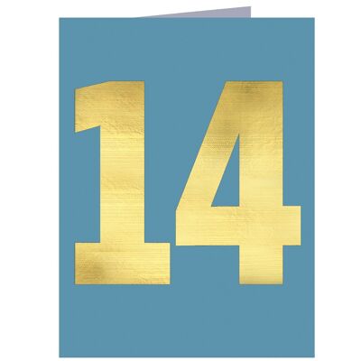 TGD17 Mini Gold Foiled Number Fourteen Card