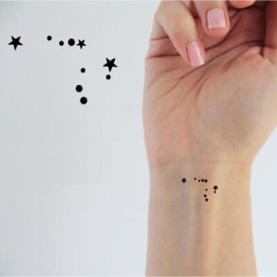 Temporary tattoo of the astrological sign Aquarius (set of 6)
