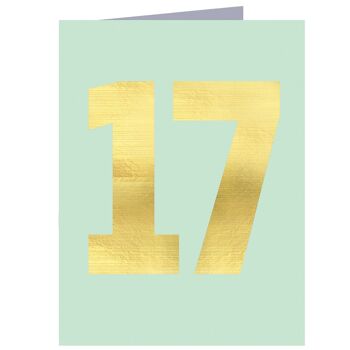 TGD20 Mini carte numéro dix-sept en feuille d'or 1