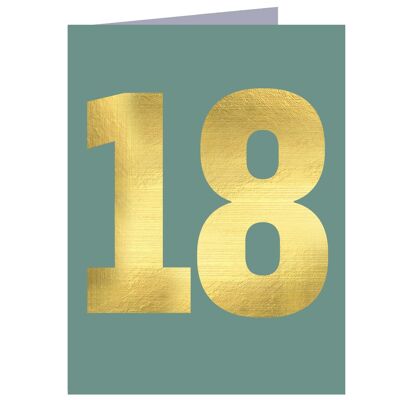 TGD21 Mini Gold Foiled Number Eighteen Card