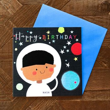 Carte Joyeux anniversaire MC17 Spaceman 3