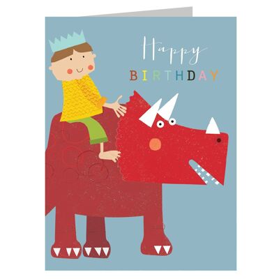 TMC20 Mini-Geburtstagskarte „Junge auf einem Dinosaurier“