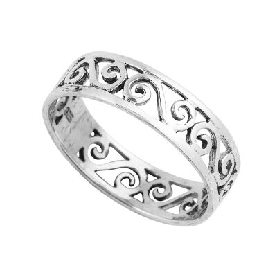 Hermoso anillo de remolinos celtas de plata 925