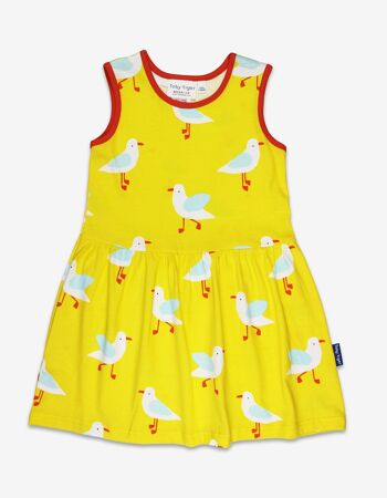 Robe d'été jaune en coton biologique à imprimé mouette 2