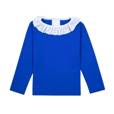 Royal blue ruffled collar